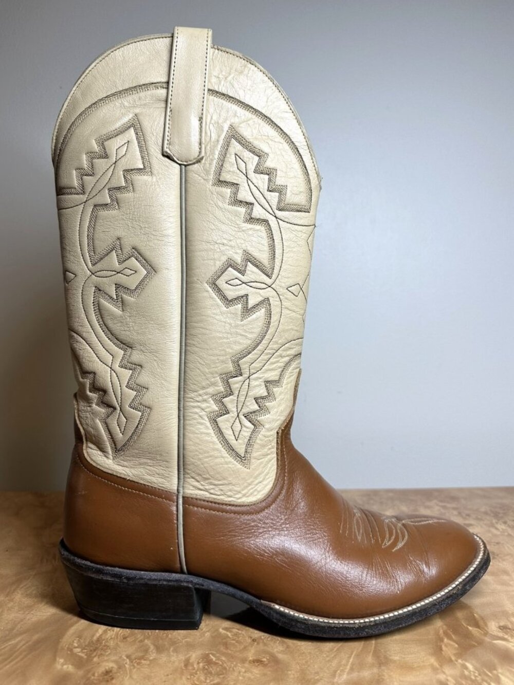 Anderson Bean Men's Cowboy Boots Brown Tan Leather Western Boots Size 9D Rodeo